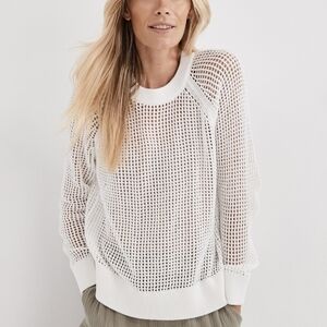 Talbots Women's Sweater Size M White Cotton Open Knit
